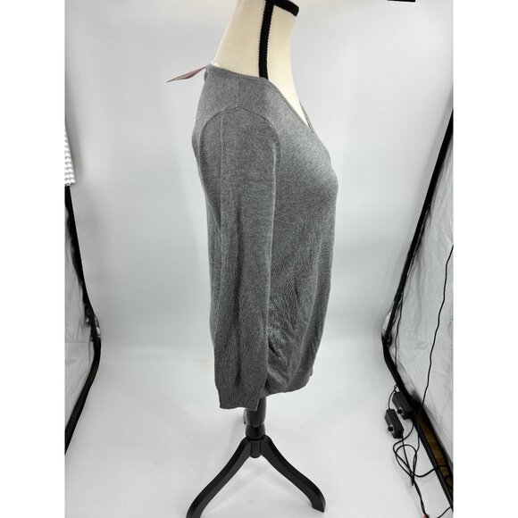 Isabel Maternity Sweater Womens Size S Gray V Neck Long Sleeve Stretch Ruched - Picture 2 of 7